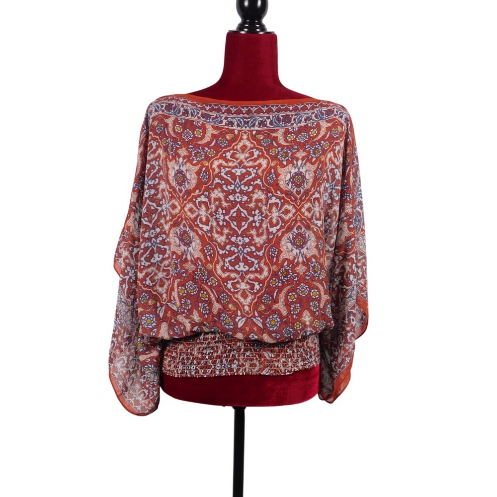 Max Studio Small Chiffon Kimono Short Sleeve Blouse‎